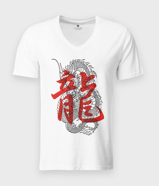 Smok kanji - koszulka męska v-neck