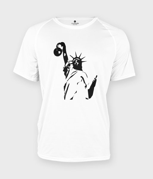 Statue of Liberty with kattebell - koszulka męska sportowa