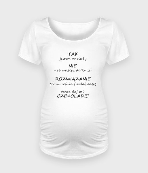 Tak, jestem w ciąży + data narodzin dziecka - koszulka damska ciążowa - oversize