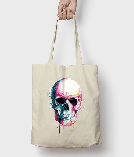 Watercolor skull - torba bawełniana
