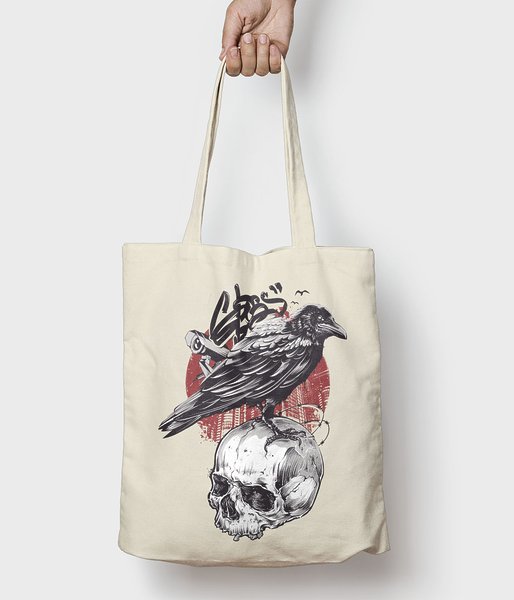 Wrona z czaszką - torba bawełniana