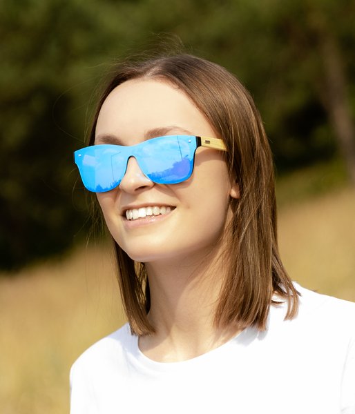 Z Twoim tekstem niebieskie - okulary przeciwsłoneczne drewniane-3