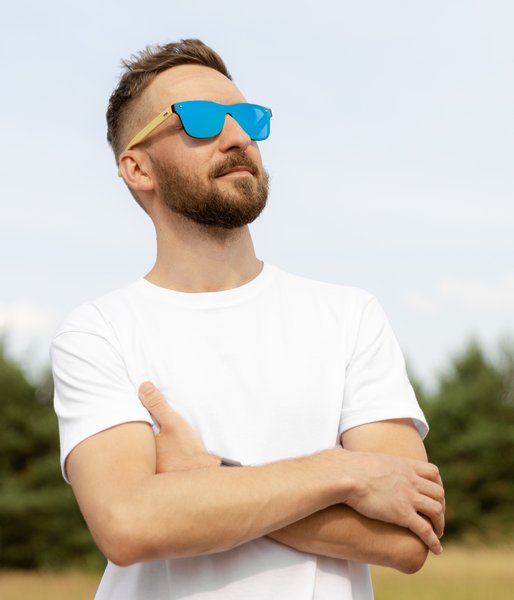 Z Twoim tekstem niebieskie - okulary przeciwsłoneczne drewniane-4