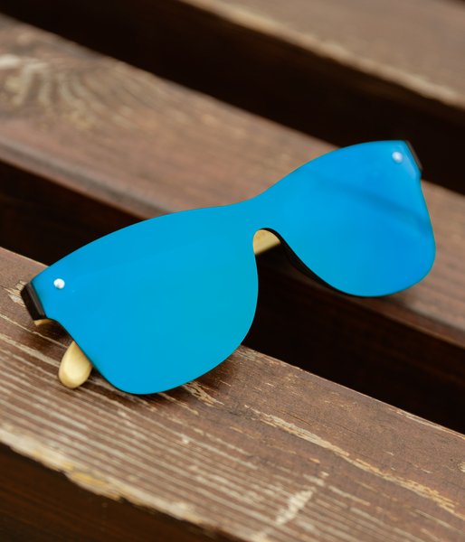 Z Twoim tekstem niebieskie - okulary przeciwsłoneczne drewniane-5