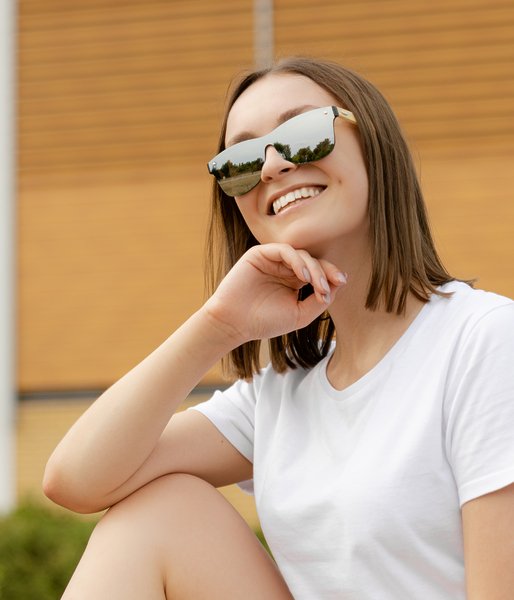 Z Twoim tekstem srebrne - okulary przeciwsłoneczne drewniane-2