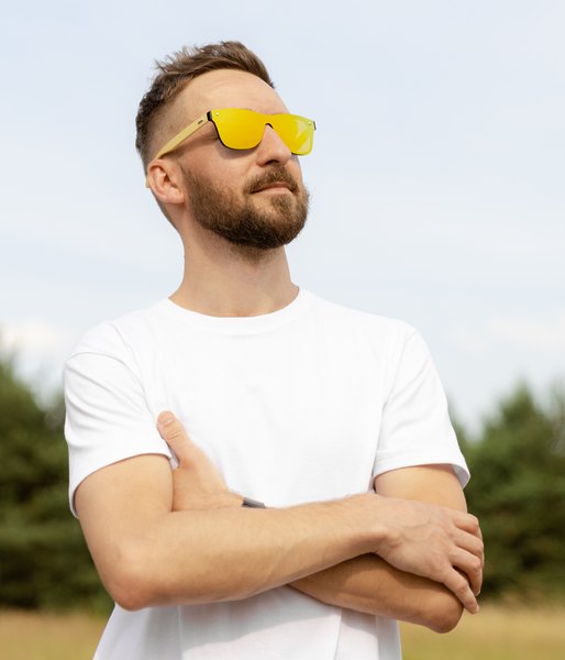 Z Twoim tekstem złote - okulary przeciwsłoneczne drewniane-2