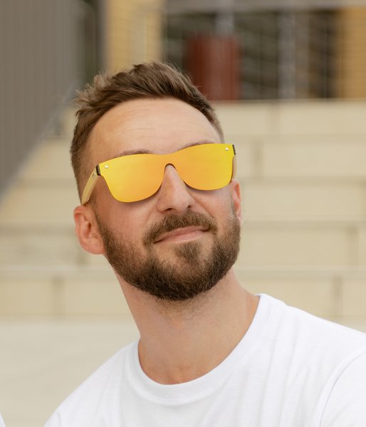 Z Twoim tekstem złote - okulary przeciwsłoneczne drewniane-4