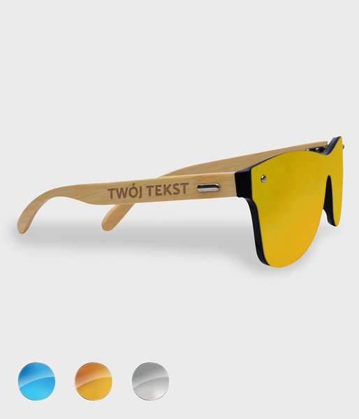 Z Twoim tekstem złote - okulary przeciwsłoneczne drewniane