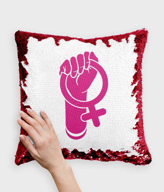Poduszka z cekinami czerwono-biała Znak Kobiecości