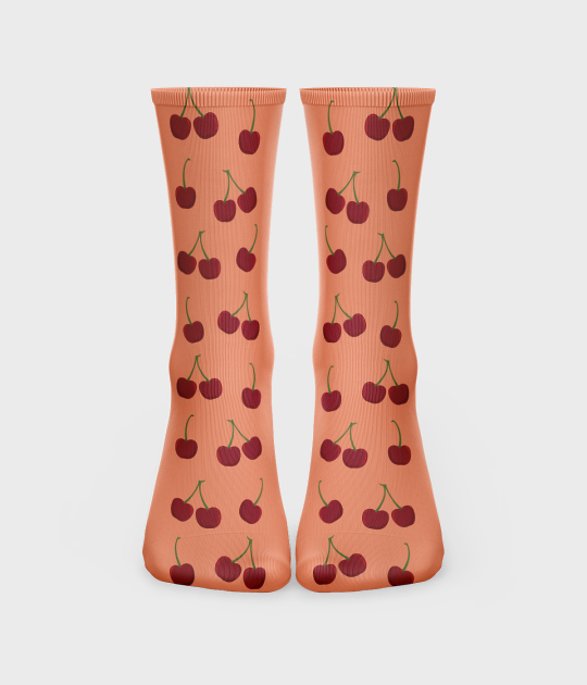 Skarpetki unisex za kostkę fullprint (36-40) Wiśnie