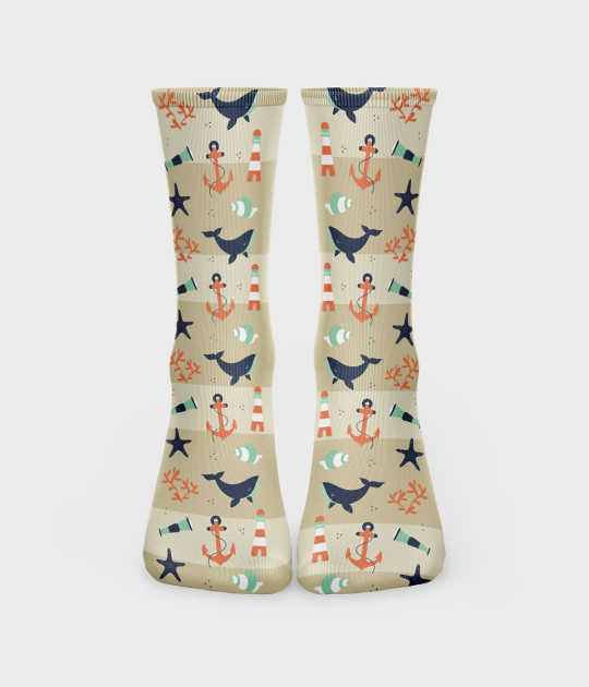 Skarpetki unisex za kostkę fullprint (36-40) Morskie elementy