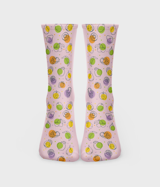 Skarpetki unisex za kostkę fullprint (36-40) Kolorowe owoce