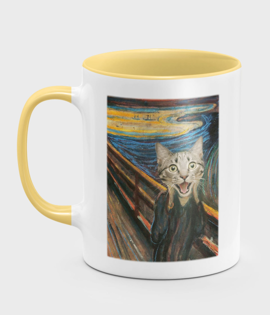 Kubek kolorowy Cat scream painting