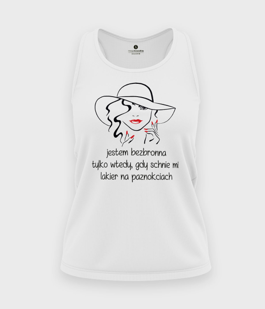 Koszulka damska bez rękawów Jestem bezbronna