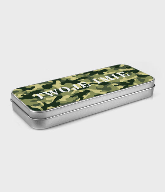 Piórnik szkolny metalowy Camo - imię