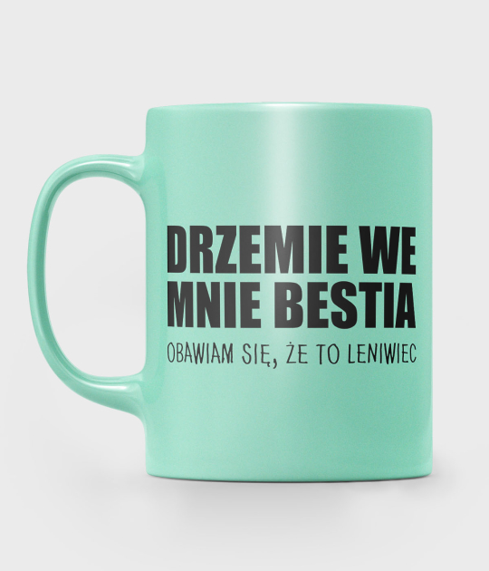 Kubek metaliczny Drzemie we mnie  bestia