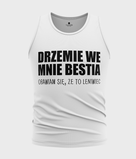 Koszulka męska bez rękawów Drzemie we mnie  bestia