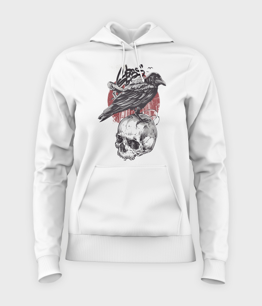 Bluza damska z kapturem Wrona z czaszką