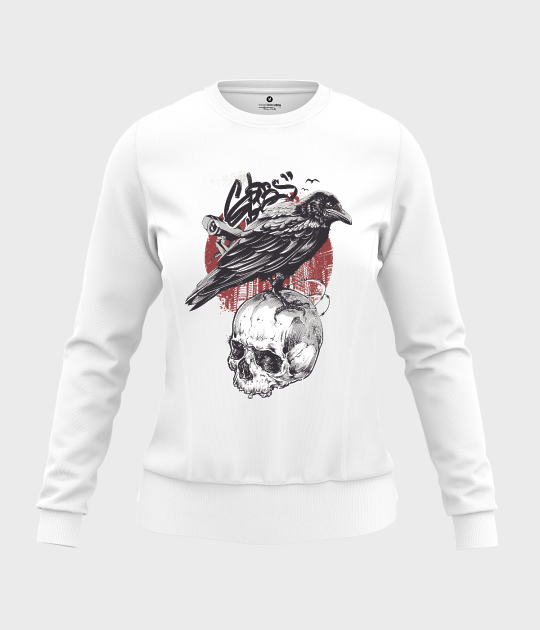 Bluza damska taliowana Wrona z czaszką