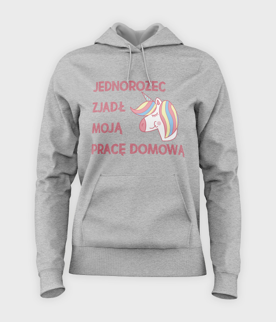 Bluza damska z kapturem Jednorożec zjadł mi zadanie domowe