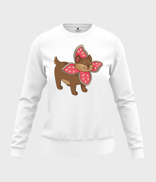 Bluza damska taliowana Uroczy Pies w przebraniu Demogorgona