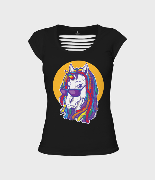 Koszulka damska back cut Rainbow unicorn