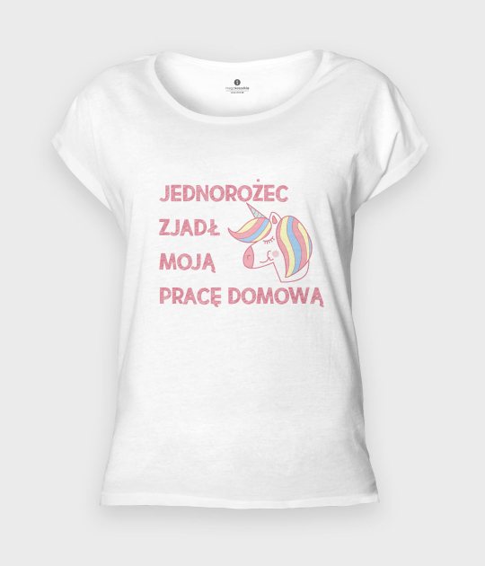 Koszulka damska rolls Jednorożec zjadł mi zadanie domowe