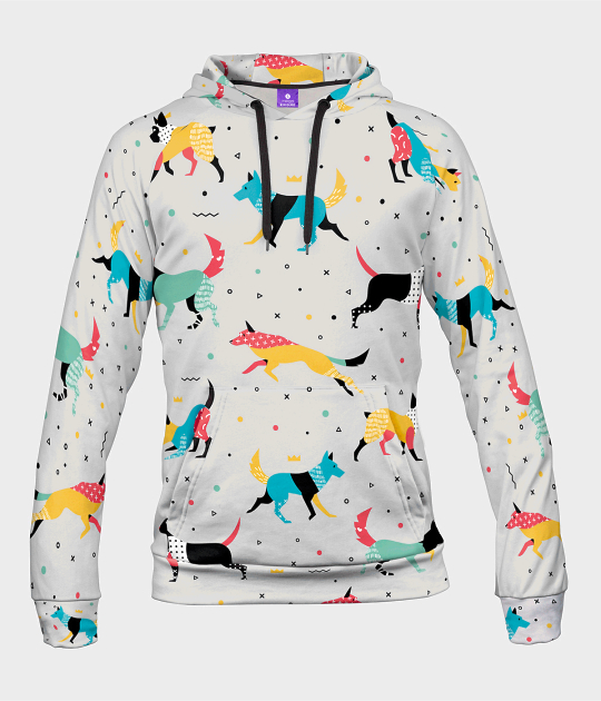 Bluza damska fullprint z kapturem Abstract Dogs