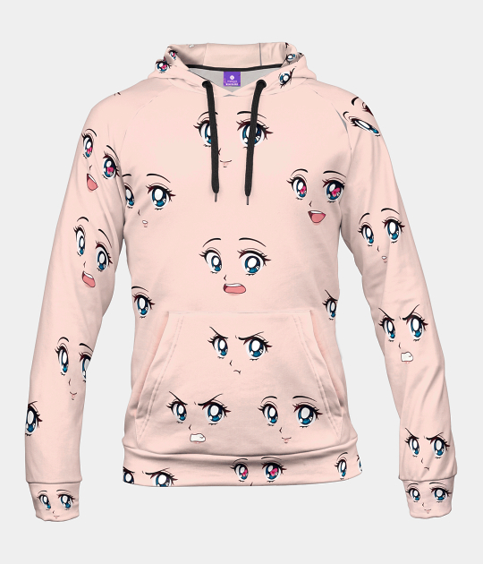 Bluza damska fullprint z kapturem Anime Faces