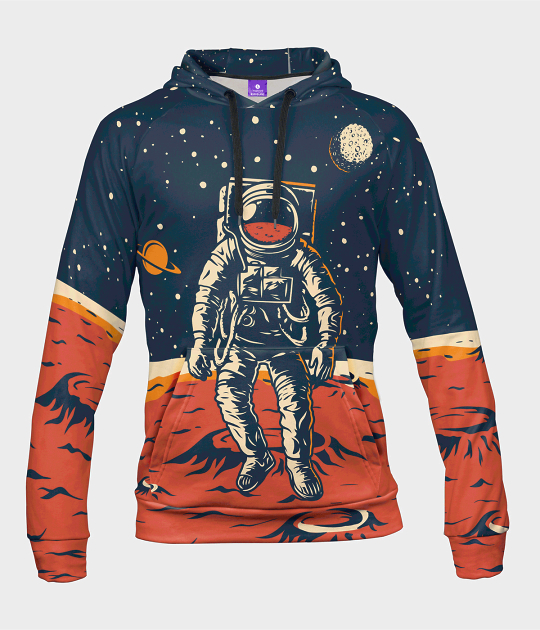 Bluza damska fullprint z kapturem Astronauta