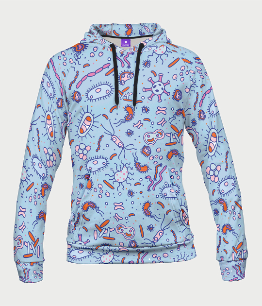 Bluza damska fullprint z kapturem Bakterie
