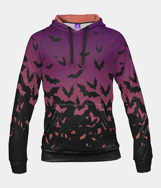 Bluza damska fullprint z kapturem Bat Swarm