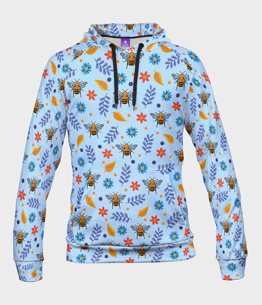Bluza damska fullprint z kapturem Bees