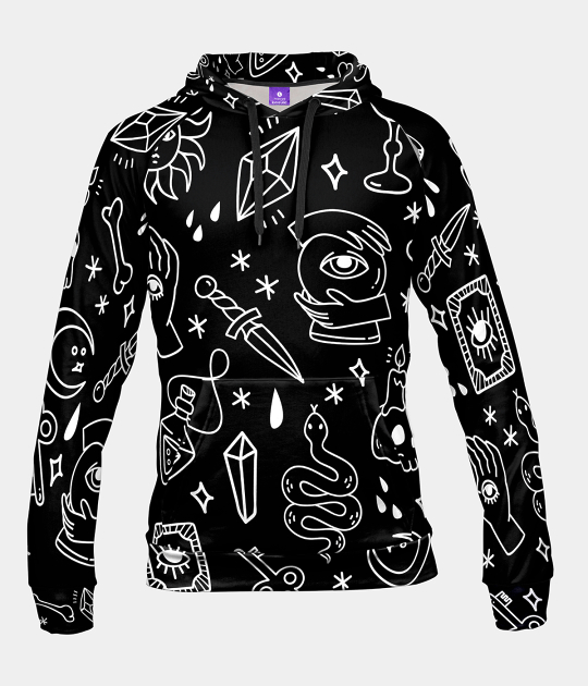 Bluza damska fullprint z kapturem Black Magic