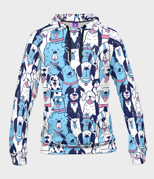 Bluza damska fullprint z kapturem Blue Dogs