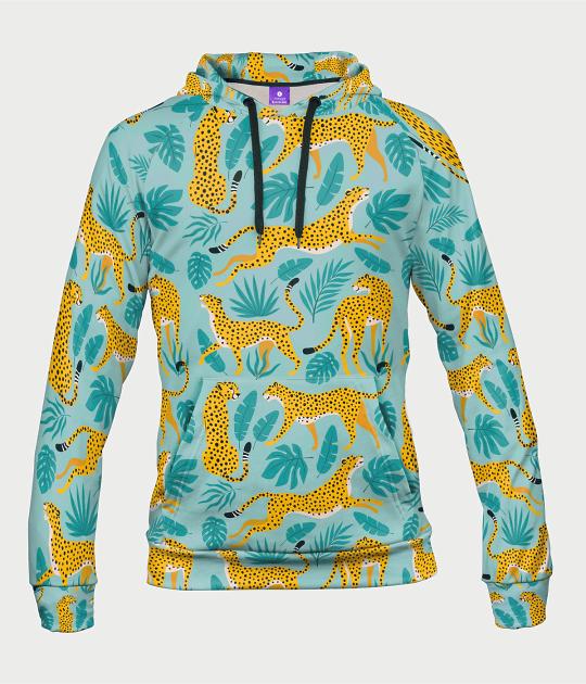 Bluza damska fullprint z kapturem Gepardy