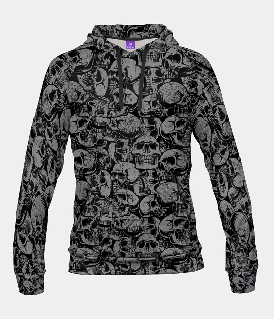 Bluza damska fullprint z kapturem Skulls