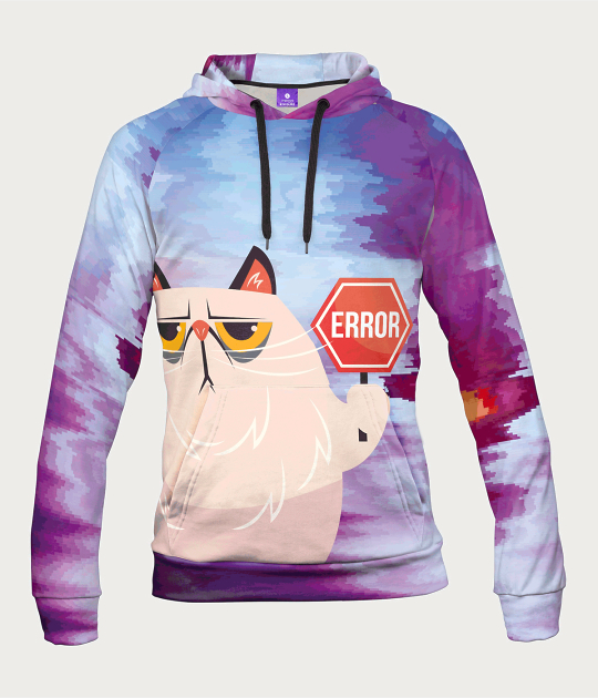 Bluza damska fullprint z kapturem Error Cat
