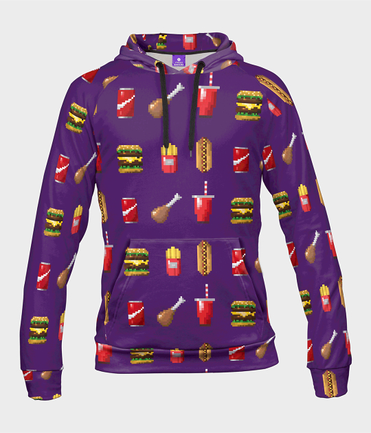 Bluza damska fullprint z kapturem Pixel food