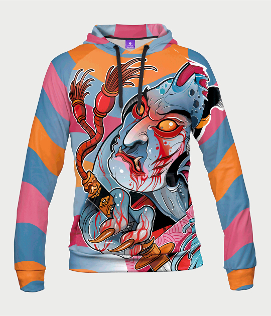 Bluza damska fullprint z kapturem Japanese Demon