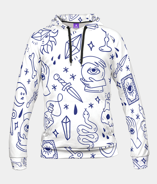 Bluza damska fullprint z kapturem White magic