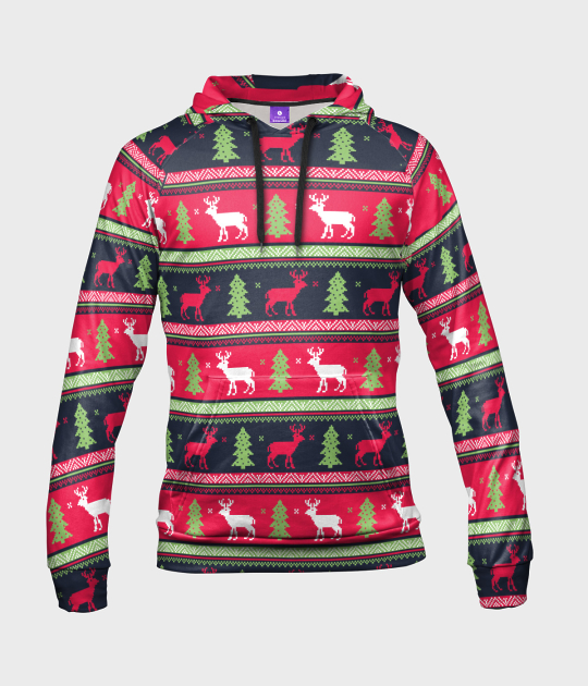 Bluza damska fullprint z kapturem Christmas sweater