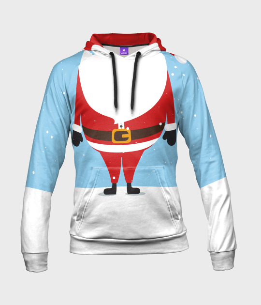 Bluza damska fullprint z kapturem Mini Santa