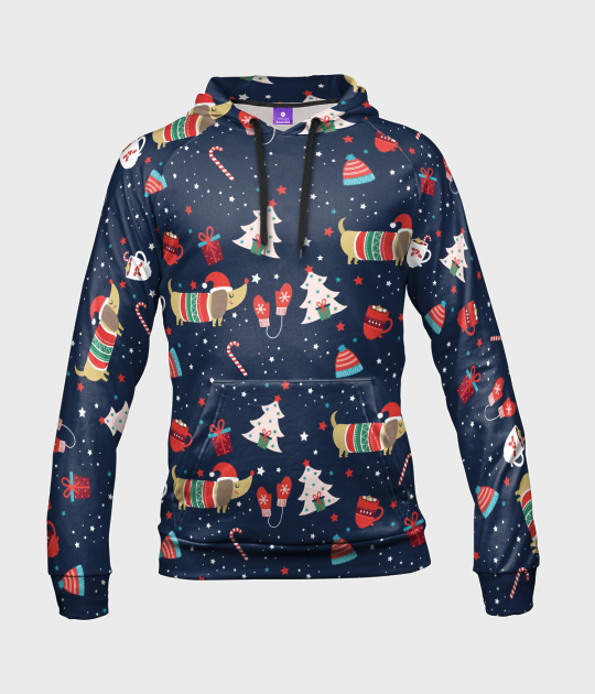 Bluza damska fullprint z kapturem Christmas time