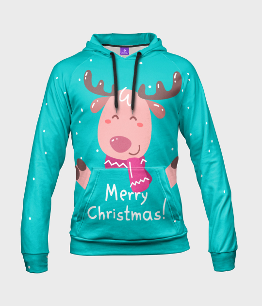 Bluza damska fullprint z kapturem Reindeer