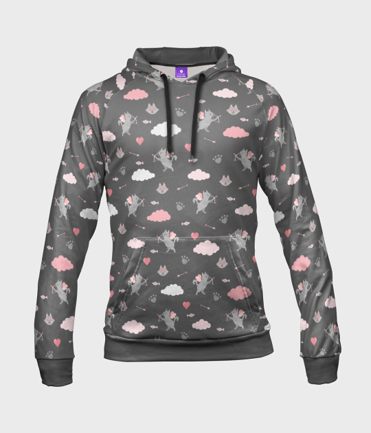 Bluza damska fullprint z kapturem Kocie Amory