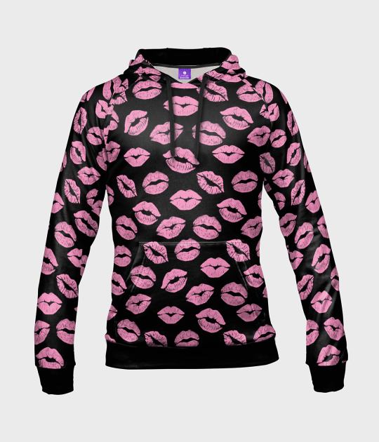 Bluza damska fullprint z kapturem Kisses