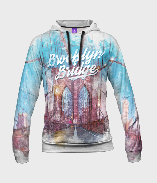 Bluza damska fullprint z kapturem Brooklyn Bridge