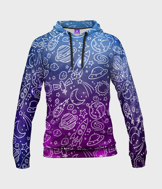 Bluza damska fullprint z kapturem Astro doodles