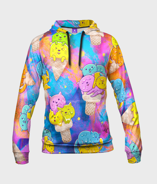 Bluza damska fullprint z kapturem Cat-scream